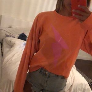 Sweaters - Neon orange lightning bolt crew neck Sweaters - Neon orange lightning bolt crew neck